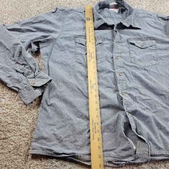 Wrangler Shirt Mens 2XL Blue Stripe Western Pearl Snap Cowboy Rodeo Denim Look - Picture 4 of 6